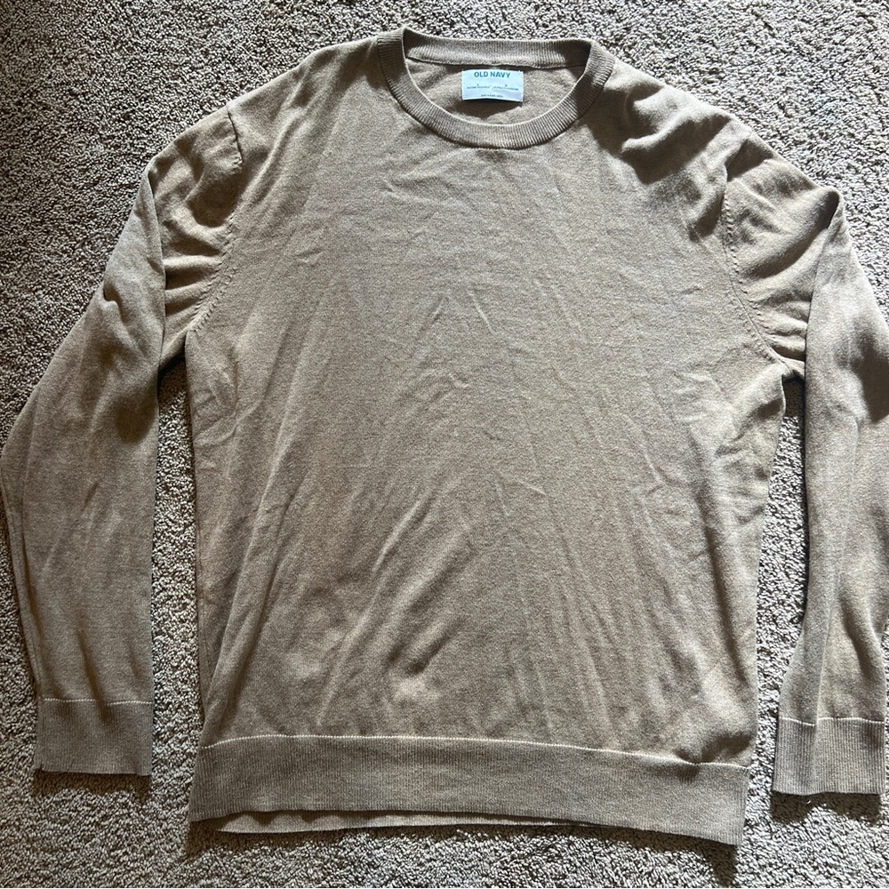 Old Navy Men's Light Brown Crewneck Sweater
